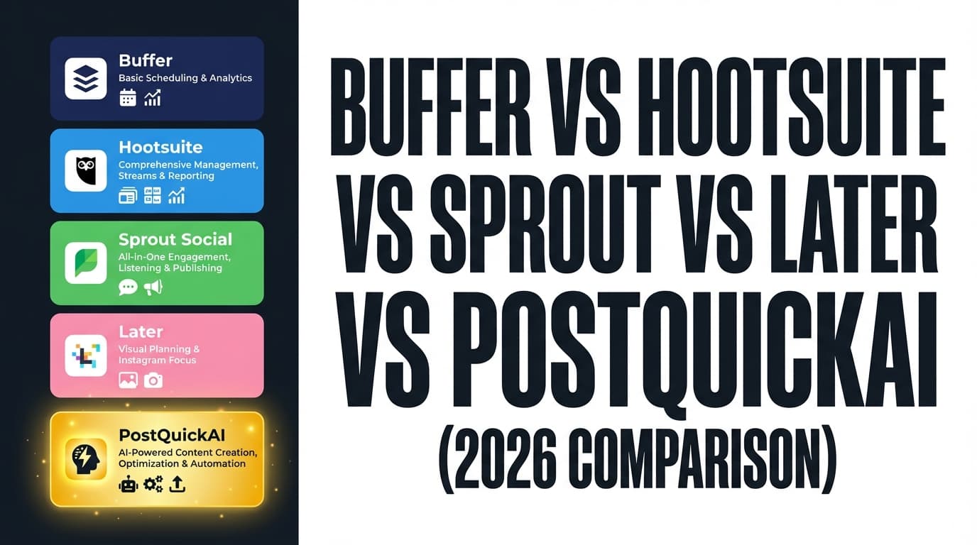 Buffer Vs Hootsuite Vs Sprout Vs Later Vs Postquickai 2026 Comparison